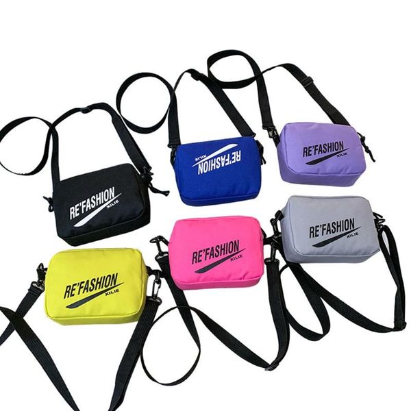 

focusnorm fashion letter printed canvas bag small square zipper crossbody shoulder bag sling chest casual cell phone purse