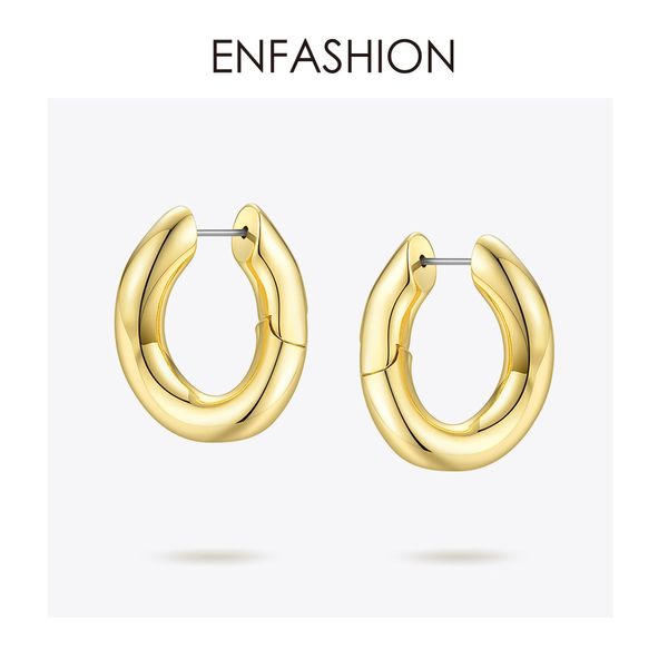 ENFashion Punk Link Chain Brincos para mulheres cor de ouro de cor pequeno aros de círculo de jóias de moda aros de moda