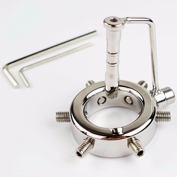 Anel de galo de aço inoxidável com pênis Plug Male Chastity Dispositivo Bondage Pingentes Uretral Cateter Dilator BDSM Sexo Brinquedo Produto Para Homens