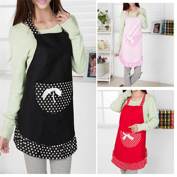 

2019 new women's cake apron with pocket 1pc cute girls bowknot funny aprons lady's kitchen restaurant women's apron cotton @c