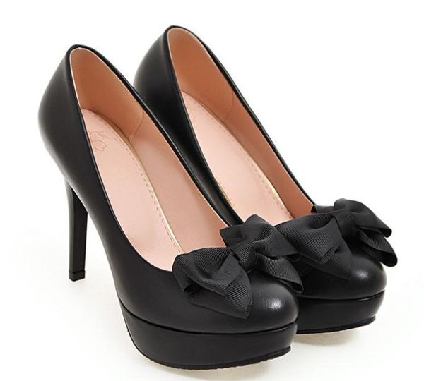 

2019 women's shoes in spring and autumn with new style high heel fine heel round head waterproof table bowknot@2628, Black