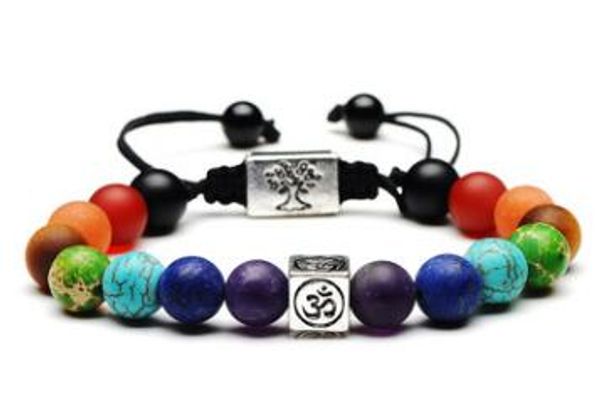 

yoga handmade 7 chakra tree of life charm bracelets lava stones multicolor beads rope bracelet women men bracelets bangles, Black