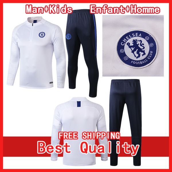 

new 2019-2020 chelsear soccer tracksuit 19/20 mens ronaldo marseille chandal tracksuit football training suit survetement, Black