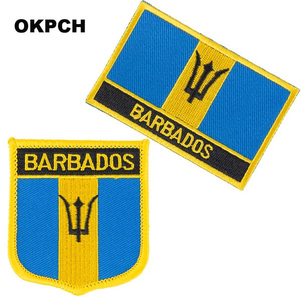 Barbados bandeira patch 2 pcs um conjunto de remendos para roupas DIY decoração PT0022-2