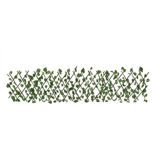 

garden fence decoration privacy wood with artificial green leaf retractable extension fencing home countyard 70cm/40cm hight
