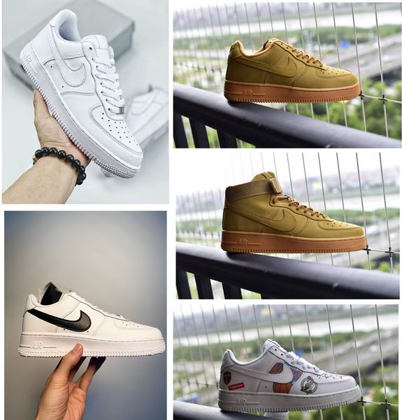 

force1 '07 воздух dunk мужского женского flyline кроссовки спорта на открытом воздухе скейтборд обувь высокие и низкий top white black