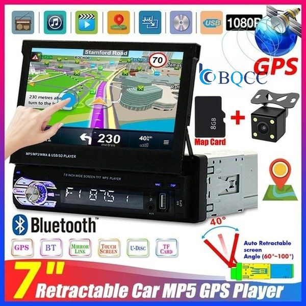 

7-дюймовый экран hd car mp5 gps playercar стерео радио поддержка usb / aux / fm/am радио камера заднего вида + карта карты(опционально