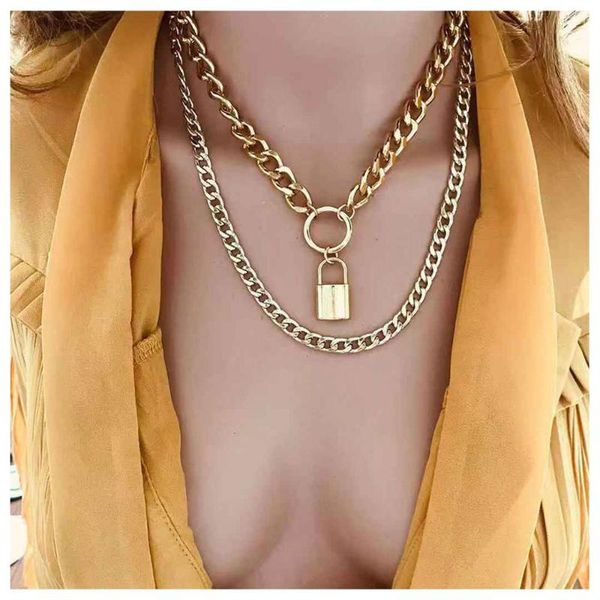 

гоиекий замок ожеѬеле дл женин аѬм многолойной оле chain choker ожеѬеле, Silver
