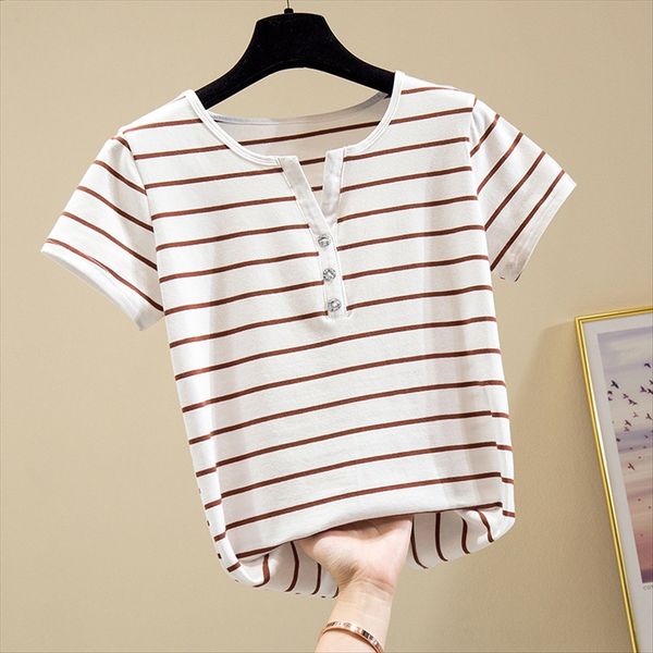 

2020 лений полоай коѬокими Ѭђкавами v-обѬазнм вѬезом онкий cec ђболка из, White