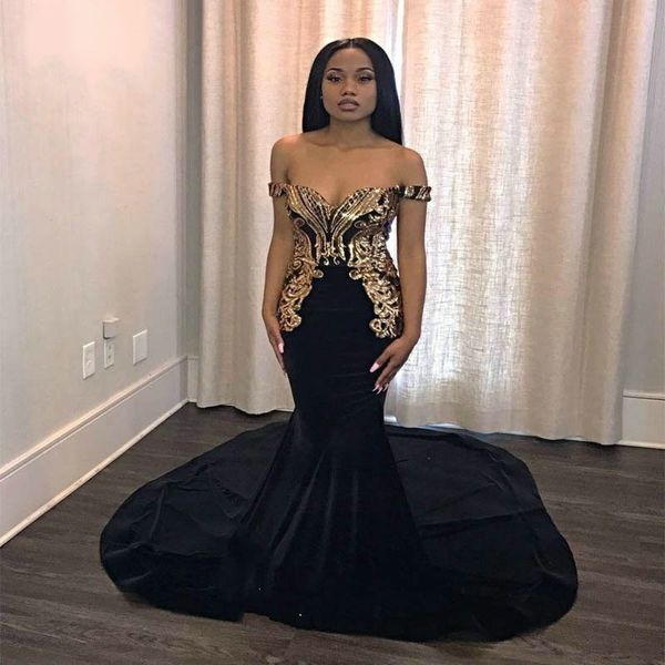 

stylish black lace mermaid prom dresses off the shoulder sleeveless formal dress sweep train satin plus size evening gowns