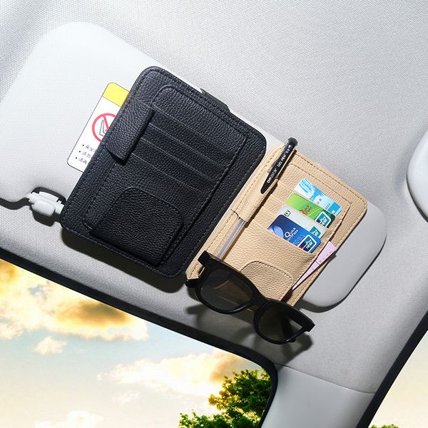 

new car styling universal multifunctional car visor sunglasses clip bill holder pen cards auto stowing tidying bag organizer