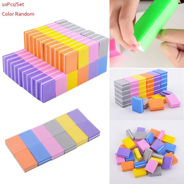 

10 pcs colorful form nail buffers file for uv gel nail polish sanding buffer strips polishing art manicure tools