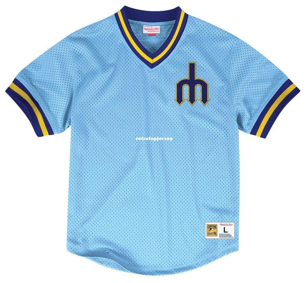 

seattle mitchell & ness men's "team win" mesh jersey shirt, Black;blue