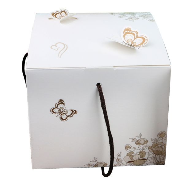

3d butterfly cake box with handle rope white kraft paper gift boxes baby shower birthday party food packaging