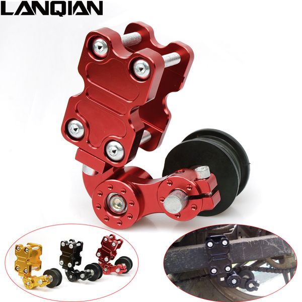 

2018 new adjustable aluminum chain tensioner bolt on roller motorcycle chopper atv dirt bike universal chain sets black gold red