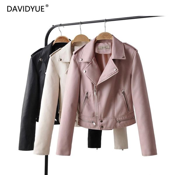 

black biker jacket women zipper pink leather jacket long sleeve pu chaqueta mujer coat turn down collar modis clothes fall 2019