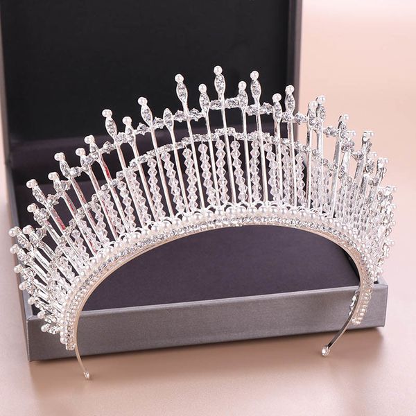 

white crystal silver color tiaras and crowns royal princess diadem bridal bride noiva wedding party hair jewelry accessories, Golden;white