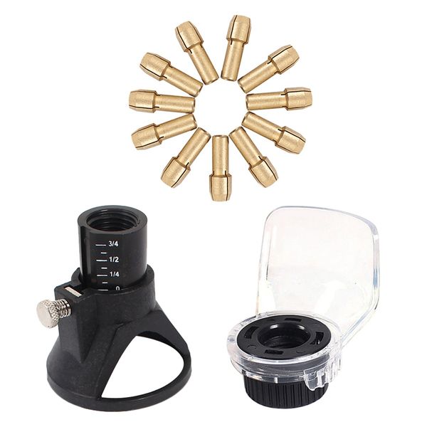 

collet chuck for dremel rotary tool with an a550 shield and dedicated locator horn style accessories