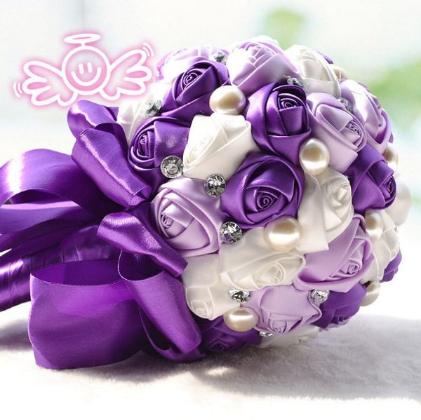 

satin handmade flowers bridal wedding bouquet spring bride marriage bridesmaid handholds 2019 sale