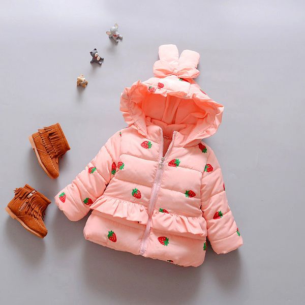 

new baby girl winter coat children outerwear, baby girls cartoon strawberry winter coat, jackets, girl's clothing, Blue;gray