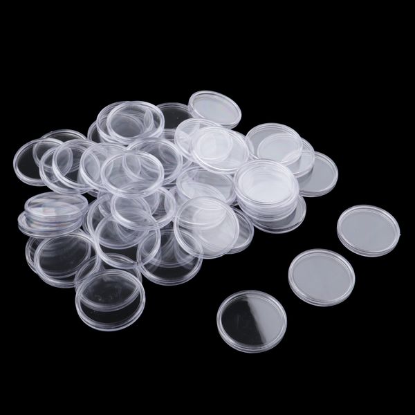 

50pcs coin capsules - round plastic coin holder case - storage organizer case supplies for collector (50 mm
