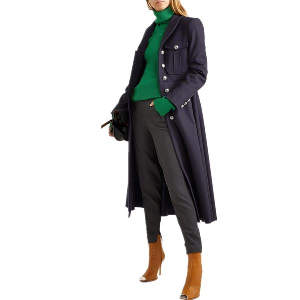 

casaco feminino 2019 uk women plus size fall winter style woolen blends long coat female robe outerwear manteau femme, Black