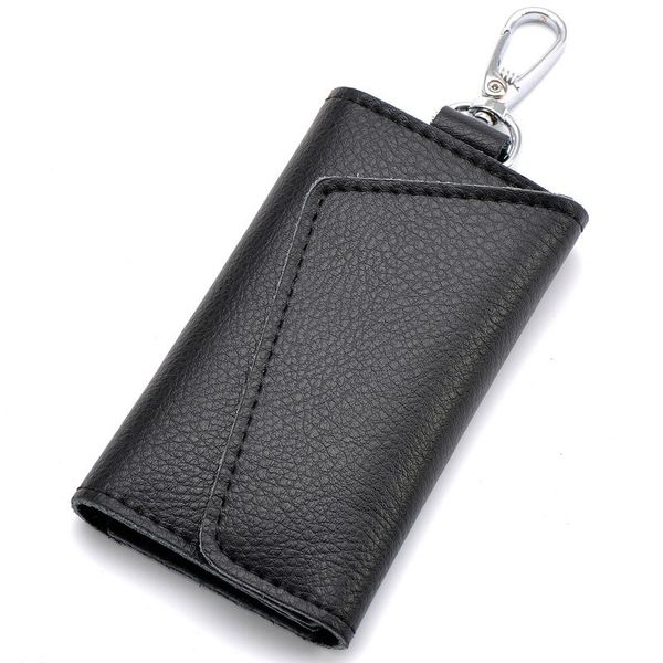 

genuine leather keychain men women key holder organizer pouch cow split car key bag wallet housekeeper mini, Silver