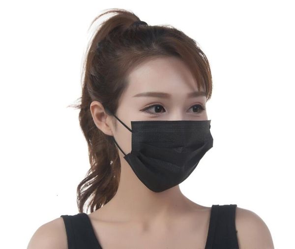 

dhl shiphood mask in stock 3 ply non woven face mask 3 layers anti dust protective face masks comfortable sanitary mask black for wom