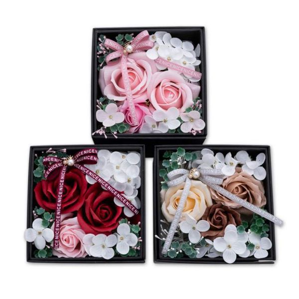 

romantic double rotating box artificial soap rose box gift flower bouquet valentine's day wedding decoration