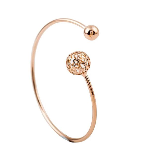 

luxury hollow ball gold color bracelet charm all-match bead open bangle elegant jewelry for women wedding party gift, Black