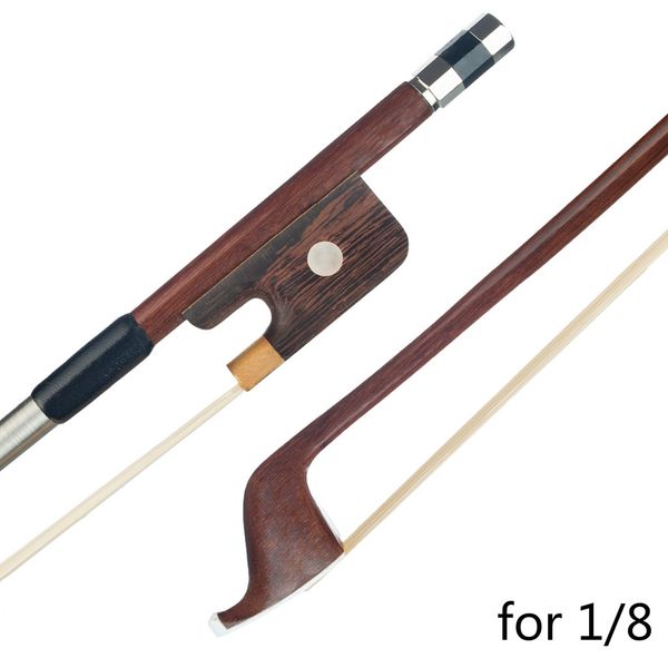 

double bass bow 1/8 french style brazilwood parisian eyes round stick white horsetail bass violin use