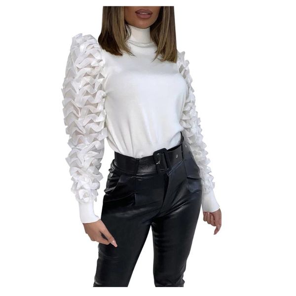 

shirt 2020 womens and blouses blouse women women's organza stitching sleeve space layer strap chemise ropa mujer, White