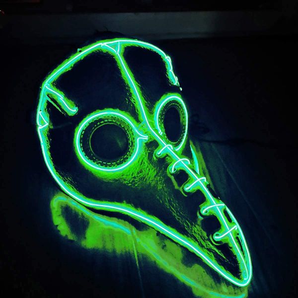 

чума доктор светодиодные маски птиц хэллоуин cosplay карнавал костюм реквизит mascarillas партии маскарадные маски halloween маски светящиес