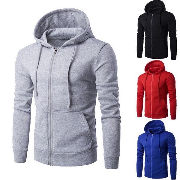 

casual pleated pockets sportwear 2019 fashion zipper cardigan jacket pockets autumn sweatshirts men mens hoodies sweatshirt, Black