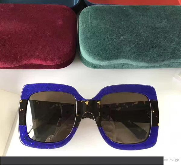 

women square 0083s havana blue sunglasses square-frame acetate sunglasses luxury designer brand sunglasses new with box, White;black