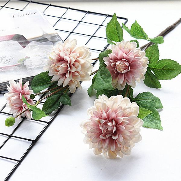 

luxury long stem dahlia guanyin artificial flowers silk diy wedding birthday party decoration home table decor flores