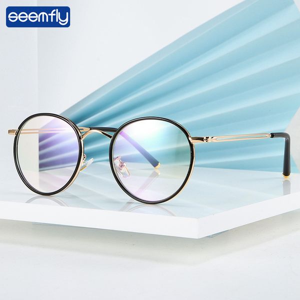 

seemfly ultralight metal round frame glasses women retro fashion optical eyeglasses frames men black silver gold eyeglasses