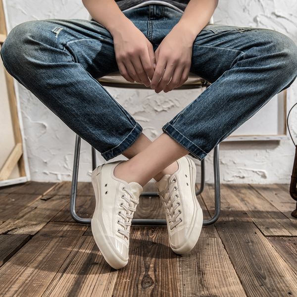 

thick soft bottom shoes couple canvas shoes casual flats lace up leisure boot z37, Black