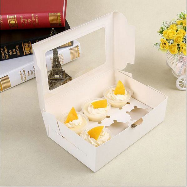 

2016 kraft card paper cupcake box 6 cup cake holders muffin cake boxes dessert portable package box six tray gift favor massa tradicional ce