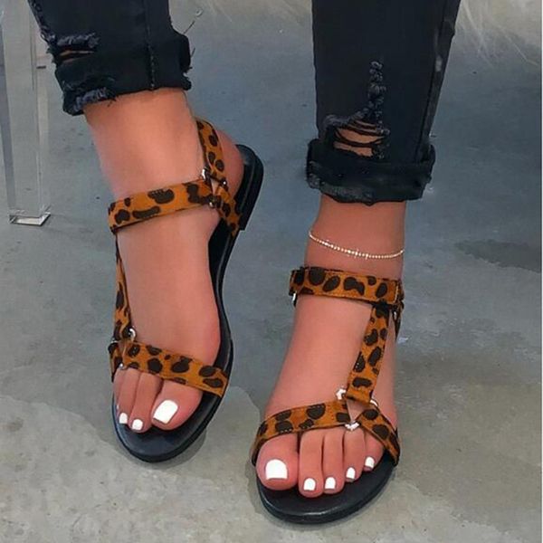 

new summer comfortable flat women's sandals fashion casual wild open toe buckle plus size women sandals 38-42 t200529, Black