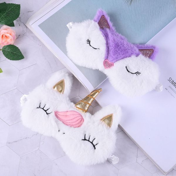

new unicorn eye mask cartoon sleeping mask plush eye shade cover eyeshade relax mask suitable for travel home party gifts