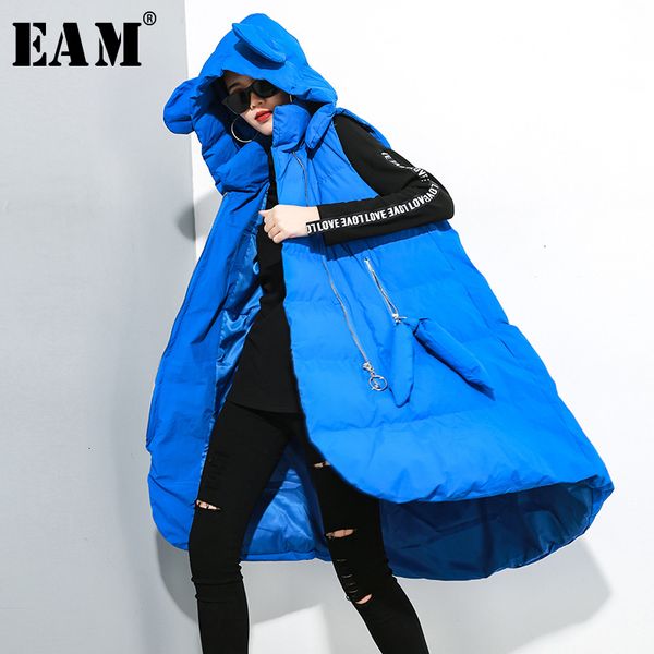 

eam] women loose fit black warm big size cotton-padded vest new hooded sleeveless fashion tide spring autumn 2019 1m021, Black;white