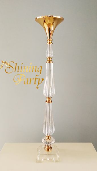 

10pcs/lot tall 80cm(31.5\) gold wedding table centerpiece candle holder road lead flower stand wedding party decoration
