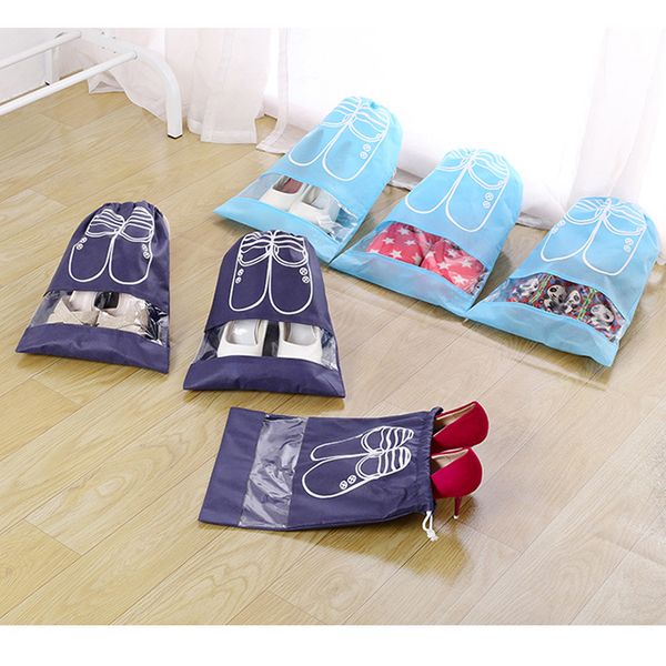 

shoe bags waterproof dust-proof drawstring bag portable travel shoe storage bags pouch organizer with transparent window