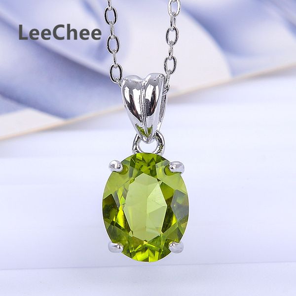 

природные перидот ожерелье real925 стерлингового серебра бриллиантовые choker себе ожерелье женщин серебро 925 ювелирные изделия с цепью, Silver