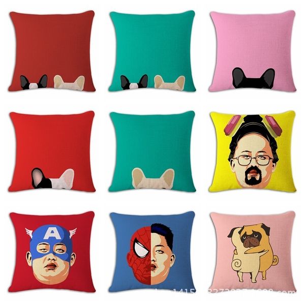 

small pets pattern cotton flax pillow back cushion