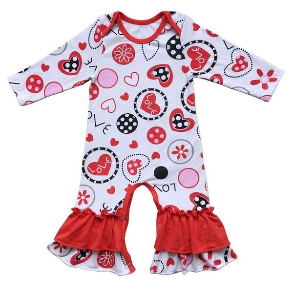 Valentines Day Easter Day Girls Gown Clothing Icing Ruffle Baby Girls Romper