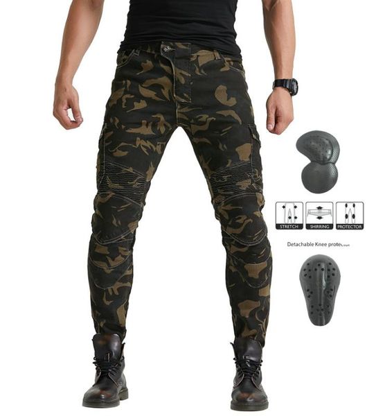 

new men's motorcycle stylish riding protective camouflage jeans biker slim casual stretch denim pants