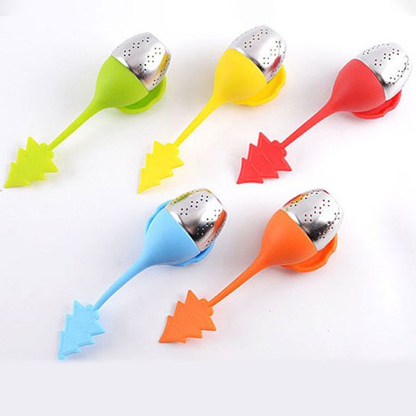 

dhl 304 stainless steel tea maker tea strainersilicon tea infuser maple creative silicone infuser tools with food t0203
