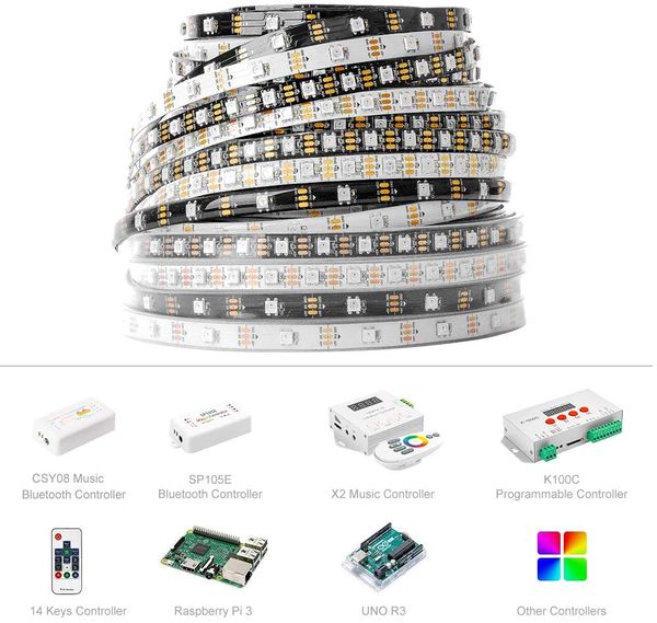 

dc5v ws2812b ip30 ip65 ip67 5m remote rgb led strip light